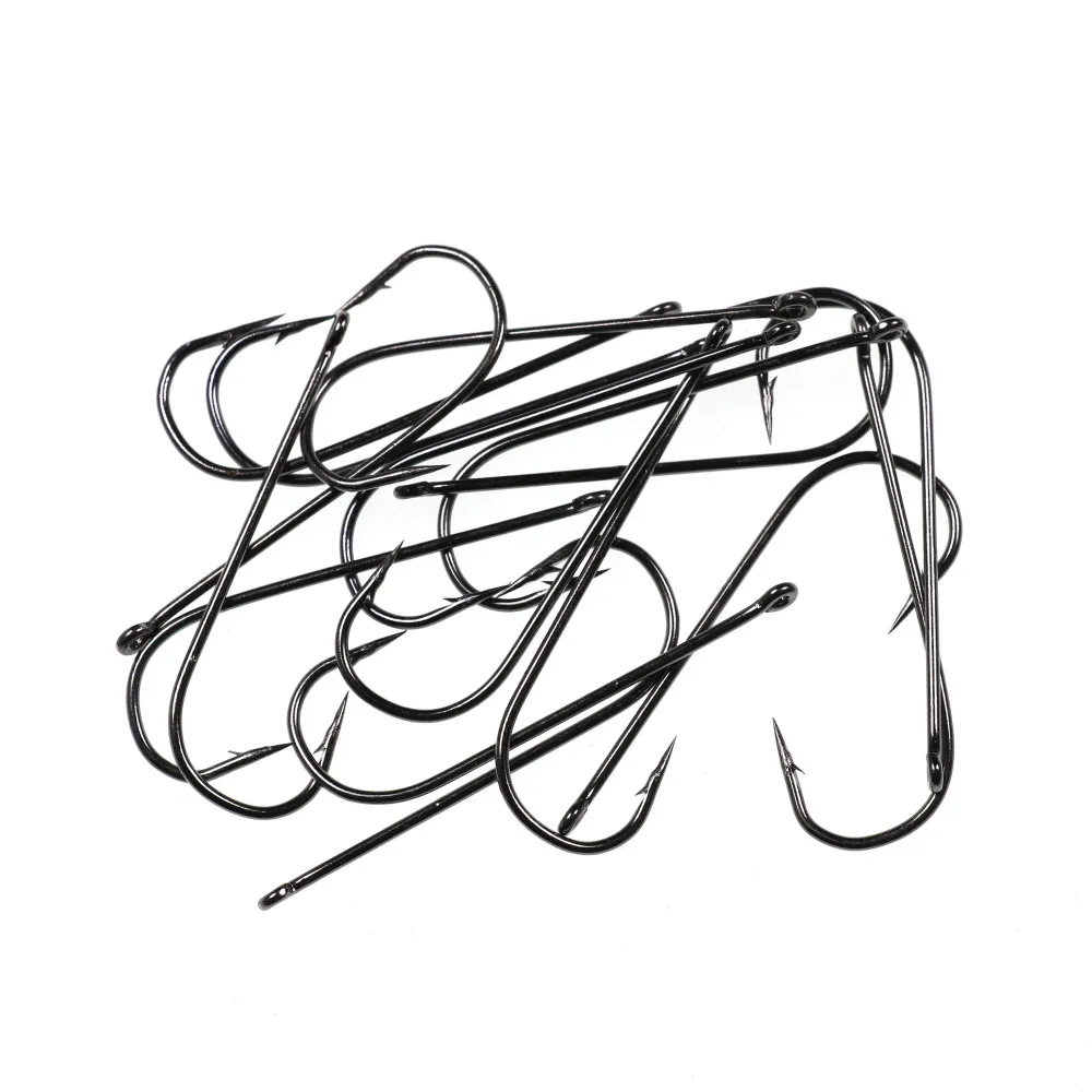 Bimoo 50PCS Aberdeen Long Shank Fish Hook Saltwater Fresh Water Fishing Hooks Sabiki Rig Streamer Fly Hook Size 10 4 2 2/0 3/0