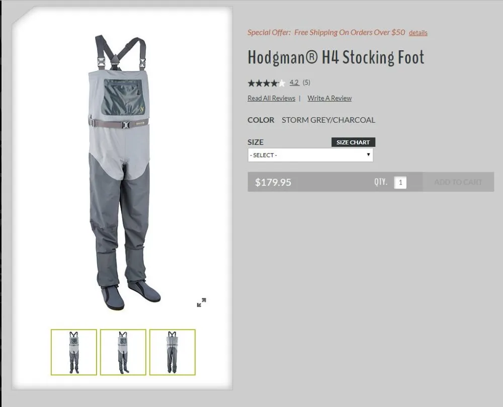 Вейдерсы HODGMAN H4 Stockingfoot Storm Grey Charcoal для горной рыбалки|Одежда рыбалки| |
