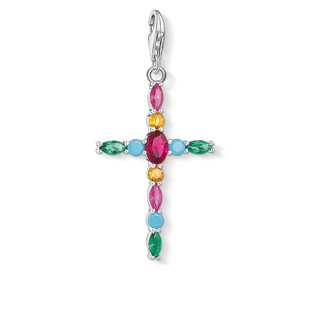 

Colorful Stone Cross Pendant Charms for Jewelry Making 925 Sterling Silver DIY Handmade Bracelet Necklace Accessories Women