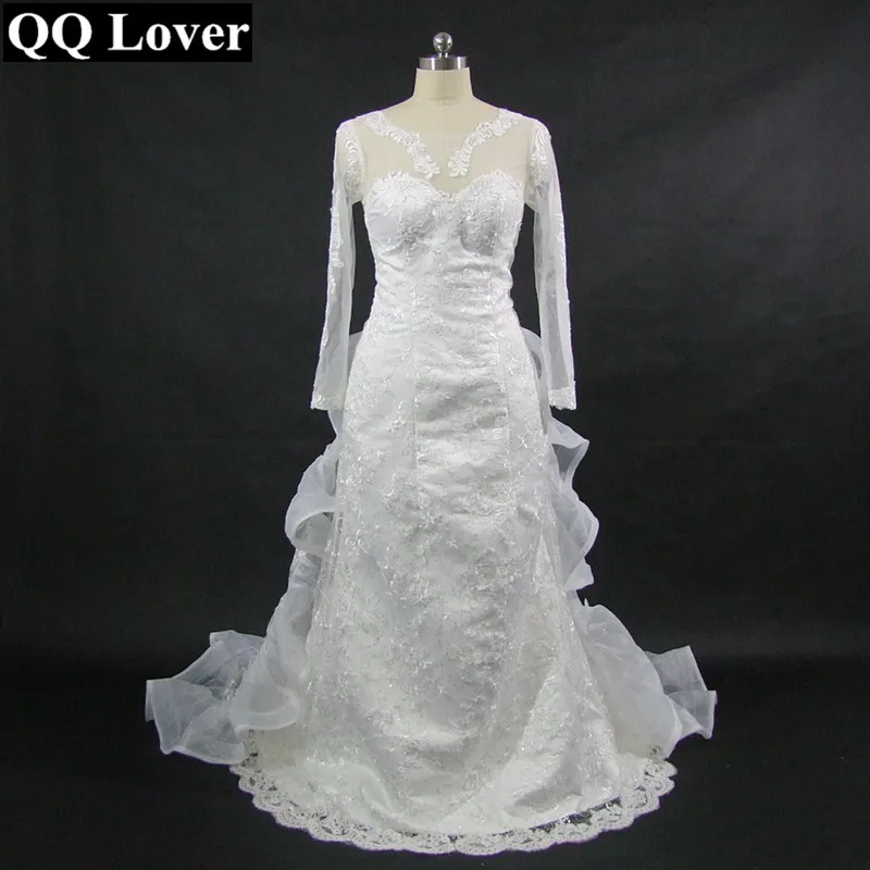 Платье свадебное со съемным шлейфом и длинными рукавами|vestido de noiva|vestido noiva sexydetachable
