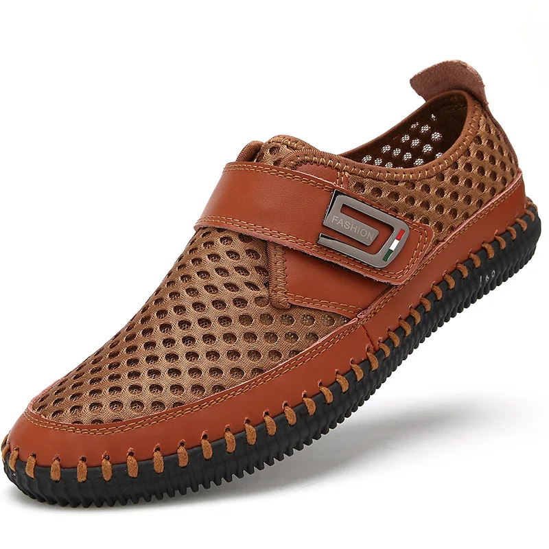 BACKCAMEL Men's New Mesh Shoes Breathable Wild Leather Hand-pulled Casual Flat Comfort Footwear Size 38-44 Top | Обувь