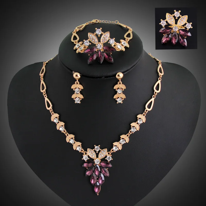 Женский модный комплект ювелирных изделий 2018 Золотая капля из страз браслет