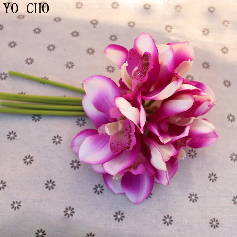 Искусственный латекс 6 головок декоративная шелковая вуаль для свадьбы букет