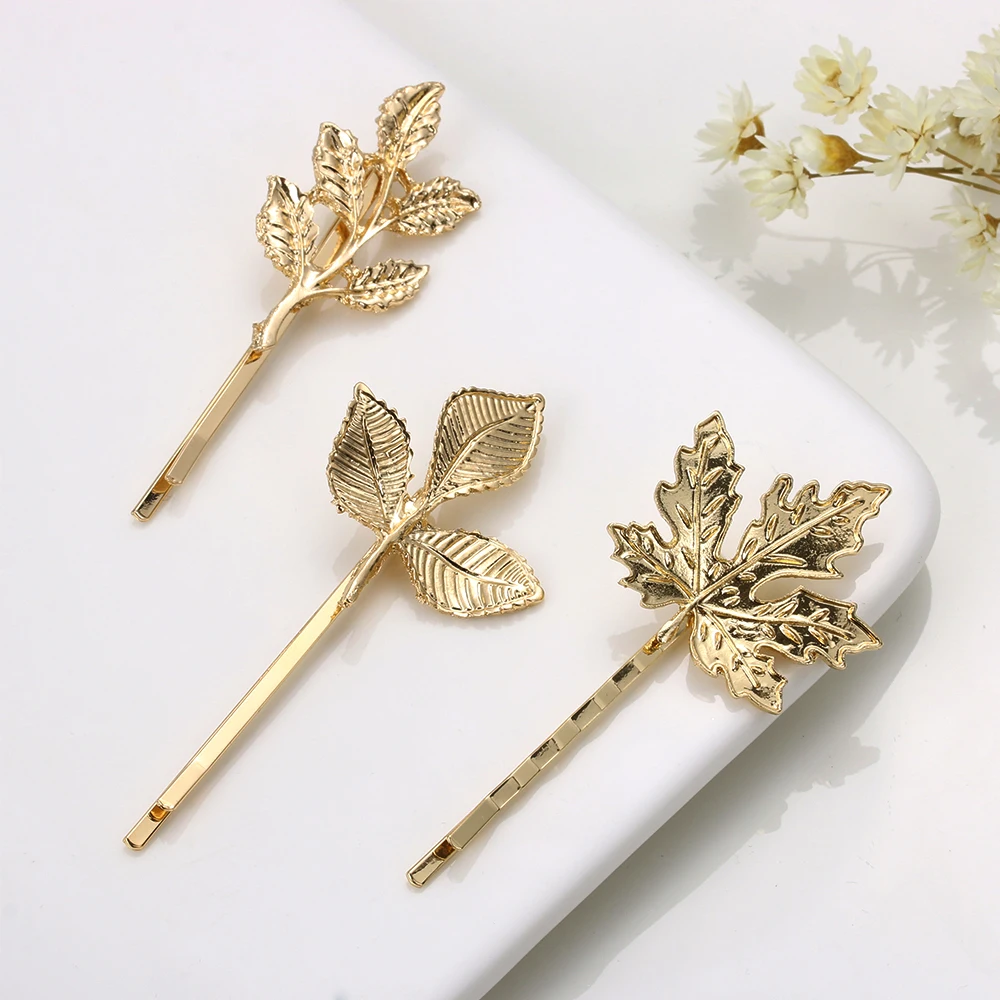 1PC Metal Leaf Shape Hair Clip Women Bride Hairpins Headwear Barrettes Hairdress Hairgrips Styling Tool Accessories | Красота и