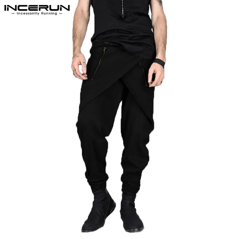 Black Pants INCERUN, уличная одежда, мужские штаны-шаровары, для бега, на молнии, модные Необычные брюки, для мужчин, хип-хоп, свободные, повседневные штаны, Pantalon Hombre, S-5XL - Цвет: Black Pants