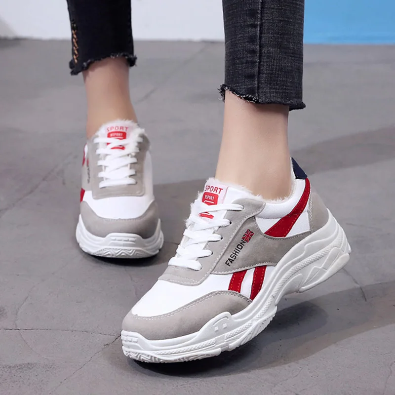 Зимние женские кроссовки из искусственной кожи женская повседневная обувь