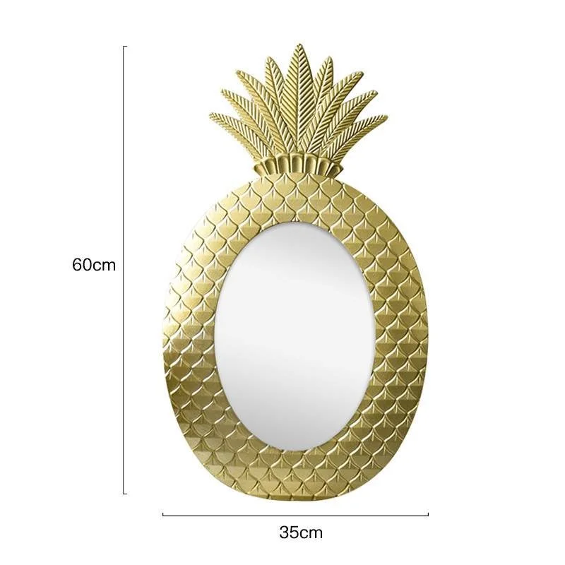 

60CM Pineapple Geometric Pattern Gold Wall Decoration Mirror Bedroom Dressing Mirror Creative Mirror Makeup Bath Room R1623