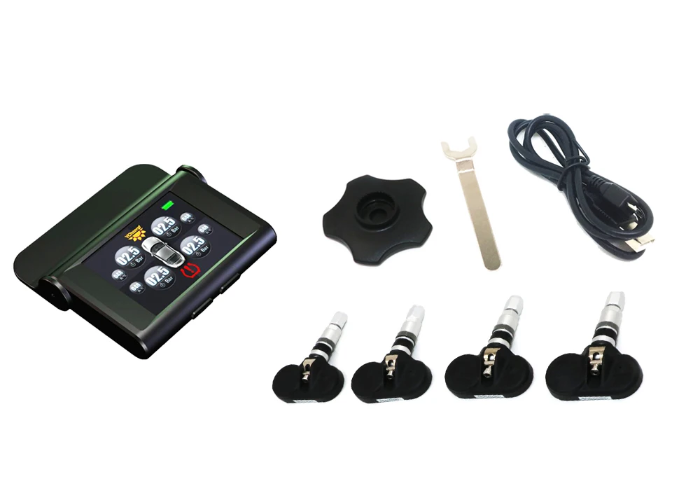 EANOP TPMS солнечной энергии машину давление в шине тревоги 4 датчики инструмент alarma automovil датчик давления в шинах автомобиля датчики давления в шинах монометры давления в шинах