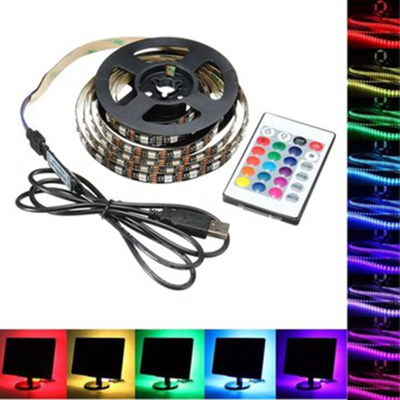 Светодиодная лента RGB 5 в 5050 60SMD/M световая полоса гибкая для задней панели