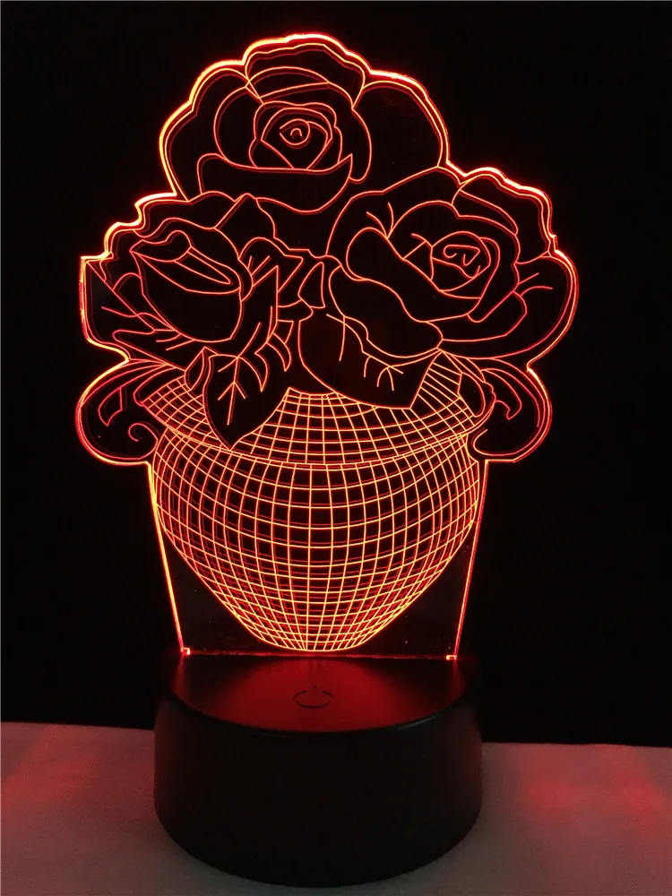 Настольные лампы для спальни розы 3D лампа светодиодная подсветка USB цветок