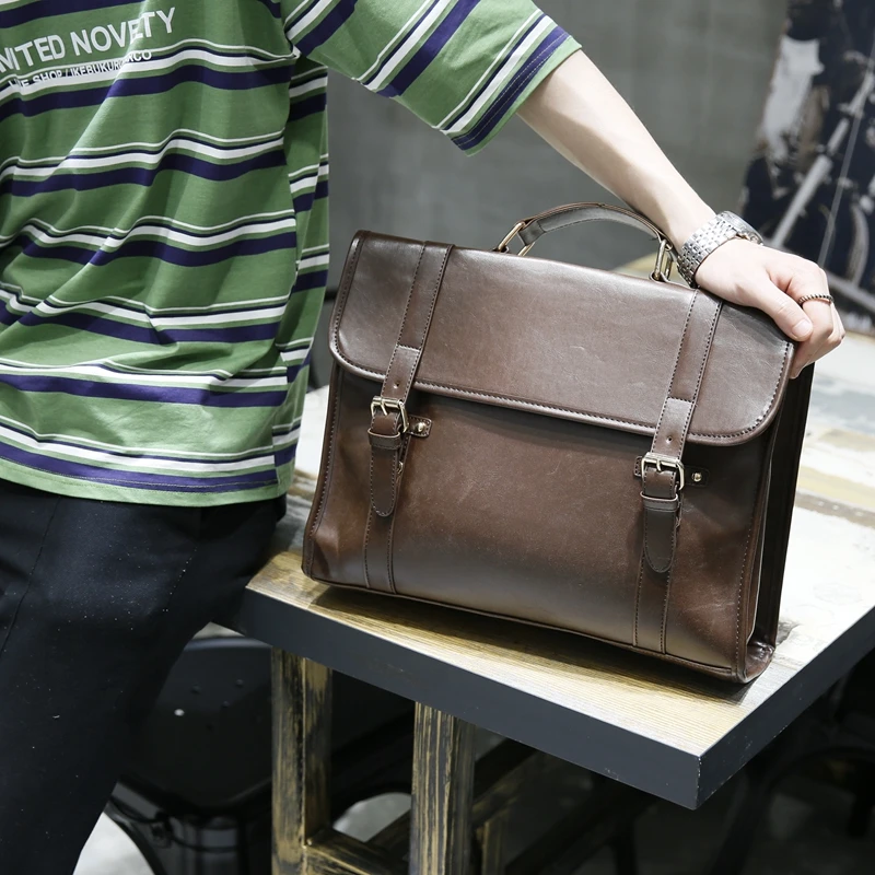 Новая модная кожа Crazy Horse Мужские портфели из искусственной кожи