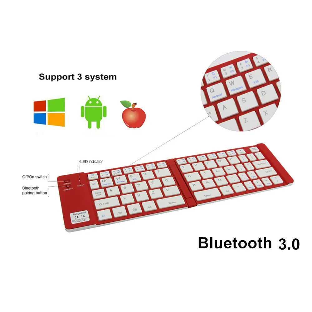 Портативная Складная Беспроводная Bluetooth клавиатура настраиваемая