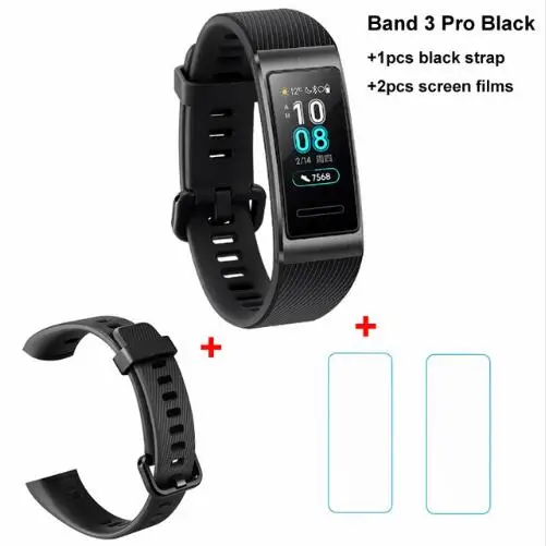 Pro x black x film Смарт-браслет huawei Band 3/3 Pro, 0,95 дюймов, трекер для плавания, водонепроницаемый, Bluetooth, фитнес-трекер, сенсорный экран - Цвет: Pro x black x film