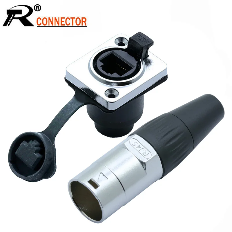 10 шт./Лот Водонепроницаемый панельный кронштейн RJ45 8P8C Ethernet Штекерный Разъем