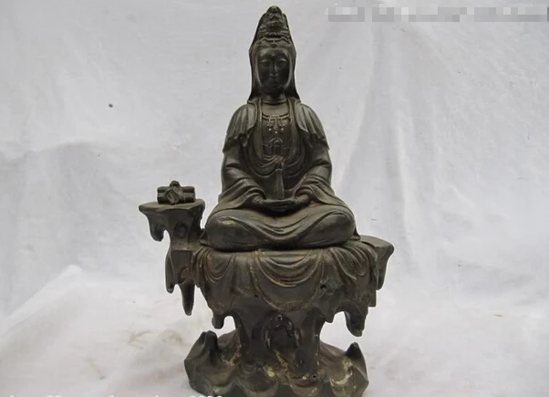 

fast shipping USPS to USA S0767 Tibet Folk temple collection Old Bronze Sit Hill Bodhisattva Kwan-Yin Statue