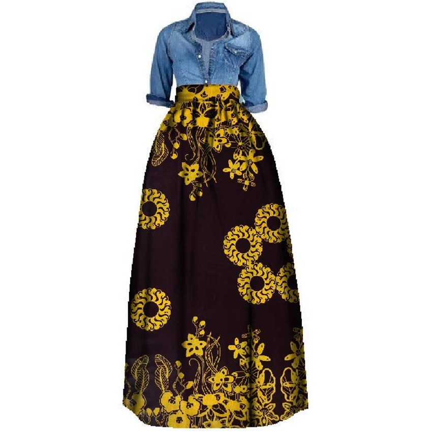 

20Color African Fashion Women Dashiki Skirt 100%Cotton High Waist Bazin Riche Traditional 2020 Africa Ladies Clothes S-6XL