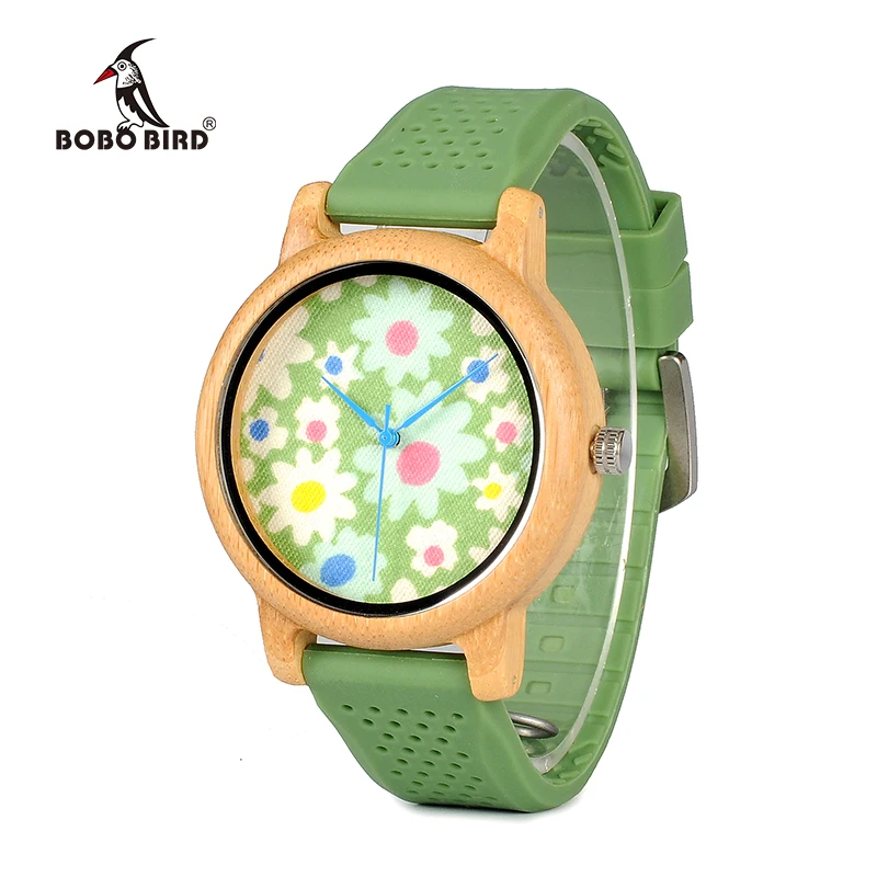 BOBO BIRD WB04 модные повседневные бамбуковые часы с тканевым циферблатом женские