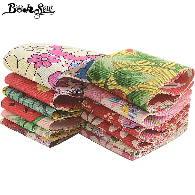 Booksew хлопок поплин Ткань розовый и красный желе рулонов полосы 12 шт./лот 5 см x 50 см Вышивание ткани стеганой отделкой ремесло куклы лоскутное