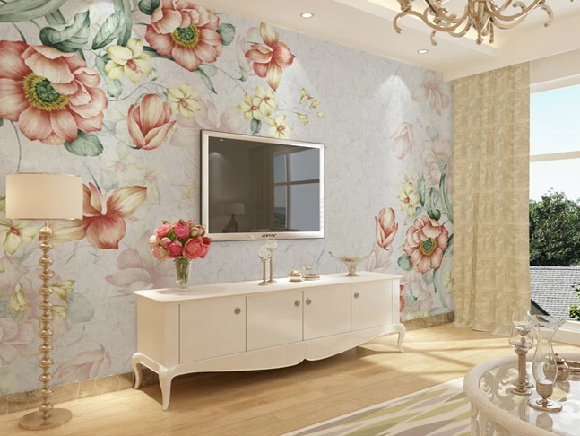 

Custom papel de parede floral nostalgic floral murals for the living room bedroom TV background waterproof vinyl wallpaper