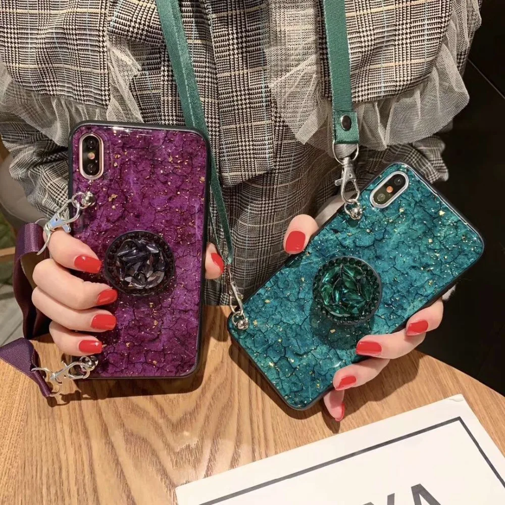 Модный чехол с алмазной подставкой для телефона iphone xs max xr x стильный мягкий