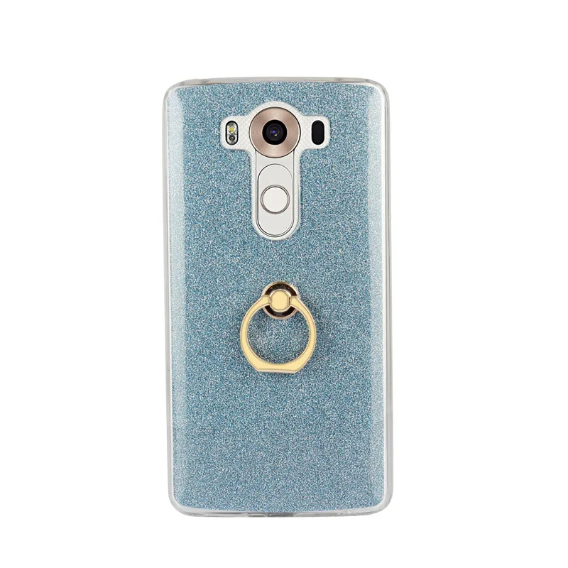 Роскошный блестящий силиконовый чехол с металлическим кольцом для LG V10 из