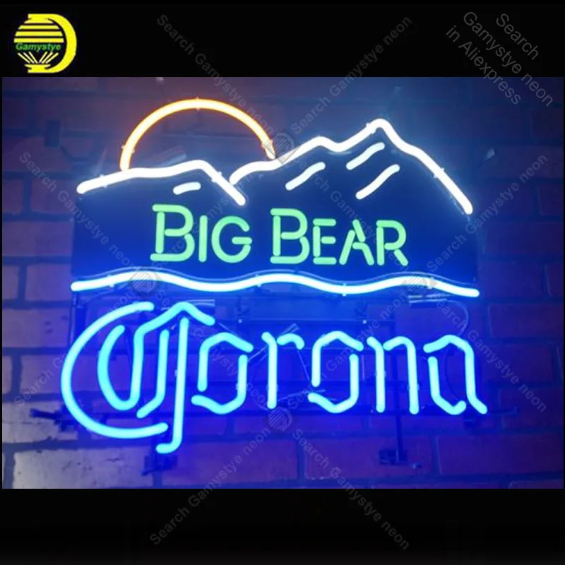 

Neon sign For Coron Big Bear sun Neon Bulb sign display Iconic Beer Pub Handcraft Lamp glass advertise Letrero enseigne lumine