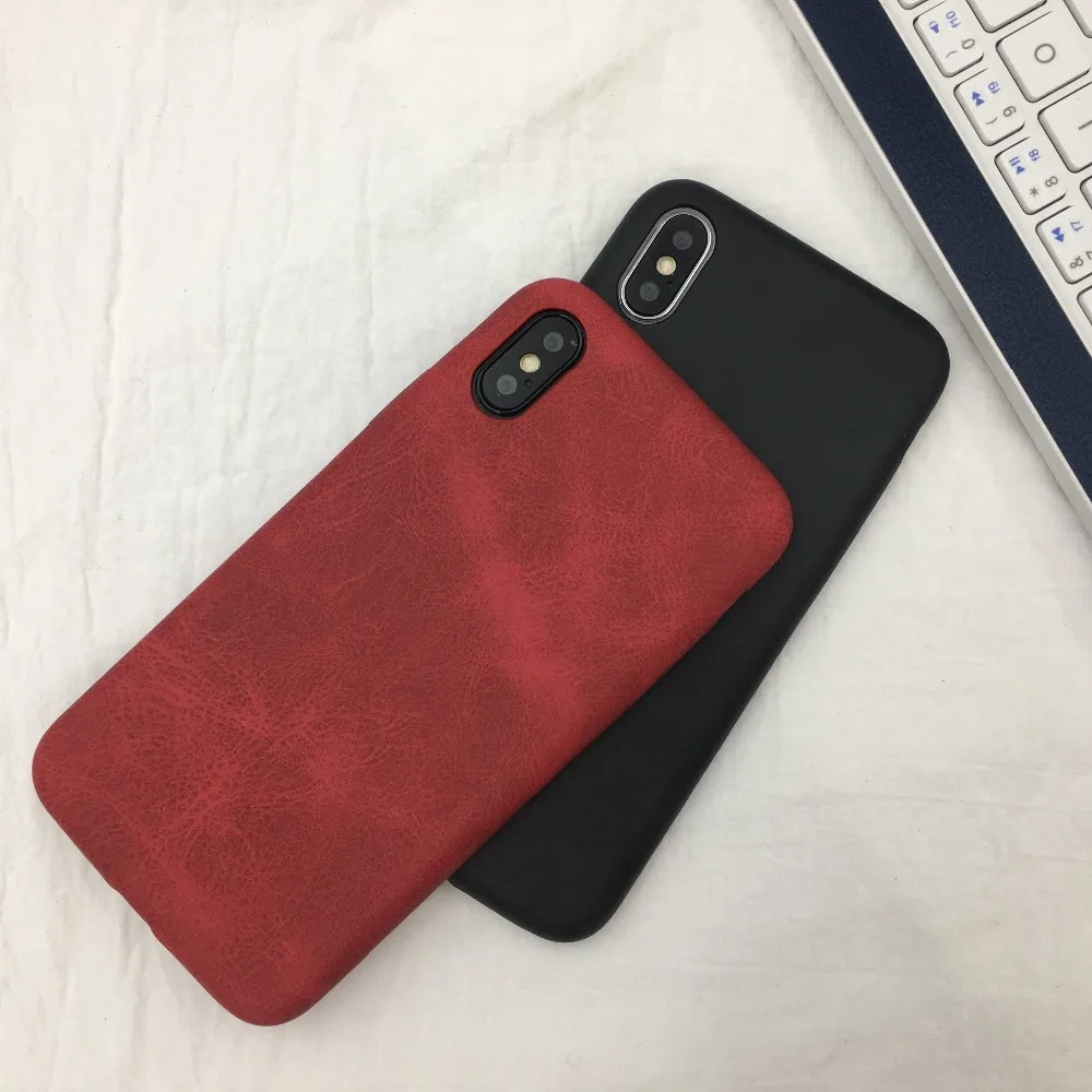 UBERAY, Роскошный чехол для iphone 7, чехол для iphone X, кожаный чехол, мягкий ТПУ, капа, красный, черный, простая деловая пленка для iphone 6, 6s X