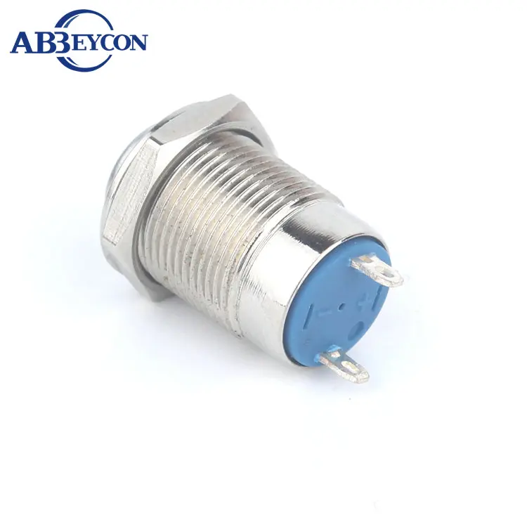 12MM Momentary high round metal shell button switch non-illuminated waterproof 2 Pin Terminal silver Normally Open | Обустройство