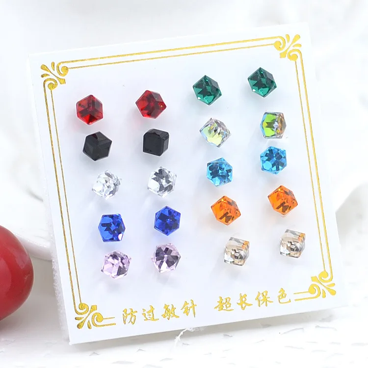 WLP Разноцветные серьги с кристаллами для женщин модные геометрические