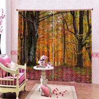 high quality custom 3d curtain fabric auturn forest curtains outdoor landscape printing thick fabric