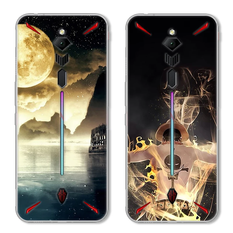 Мультяшная кошка и рыба чехол для zte Nubia Red Magic 3 TPU окрашенный мобильный телефон