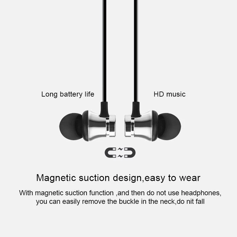 Магнитные беспроводные Bluetooth наушники спортивные свободные руки с микрофоном
