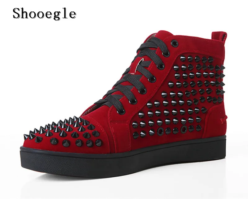 SHOOEGLE/большие размеры 39 47 Chaussure Homme Мужские замшевые стильные кроссовки с шипами