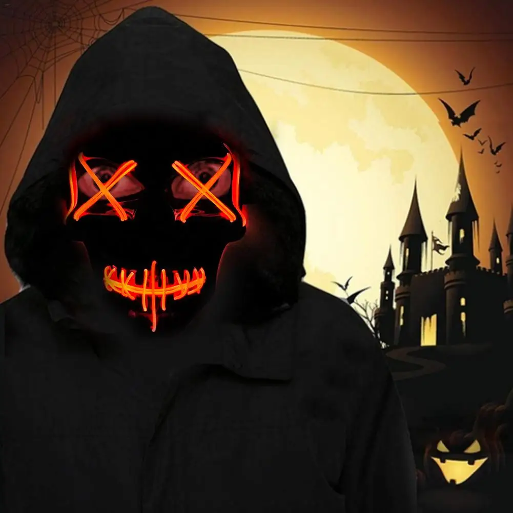 Светильник ка для Хэллоуина светящаяся ПВХ Светодиодная страшная маска