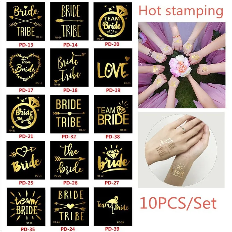 Свадебные украшения племя невесты быть 10 шт Золотая Команда Невеста временные