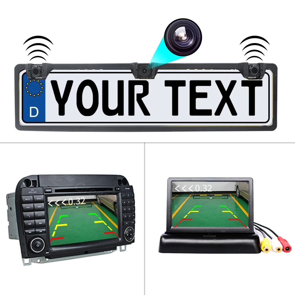 ANSHILONG European license plate Car Radar Video Parking Sensor Rear View System HD Camera 3 In 1 | Автомобили и мотоциклы