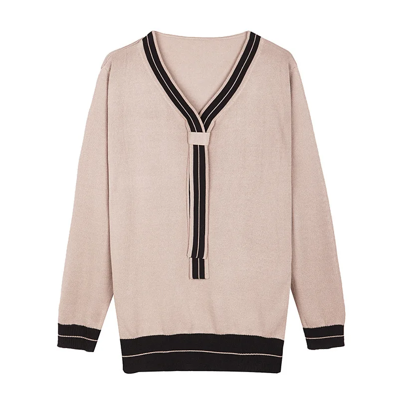 Max LuLu Winter Fashion Korean Style Vintage Wool Knitwear Womens Cotton Knitted Sweaters Striped Warm Female V Neck Pullovers | Женская
