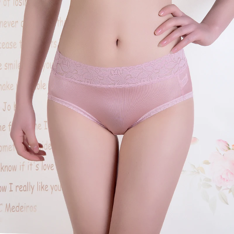 

Ladies Natural Silk Knitted Raise Buttocks Briefs Female Seamless Sexy Underwear Lace Breathable High Waist Underpant Briefs