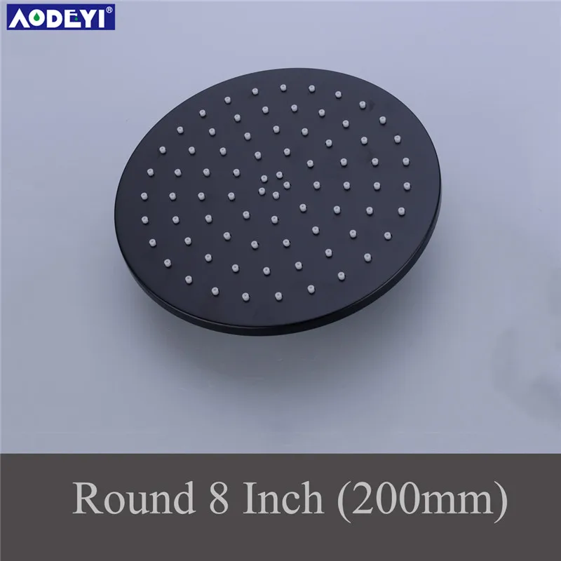 8 Inch Round Латунная черная насадка для душа с дождевой насадкой 8/10, круглая и квадратная насадка для душа, верхний душевой опрыскиватель, кран, Сменные аксессуары - Цвет: 8 Inch Round