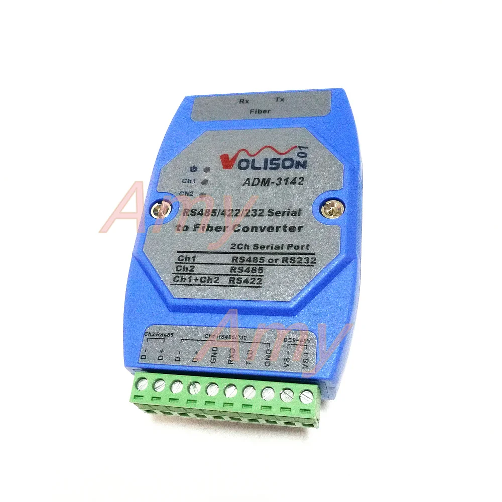 ADM-3142 2-сторонний 485 в RS485 двухсторонний оптический трансивер 24 В рельсовый