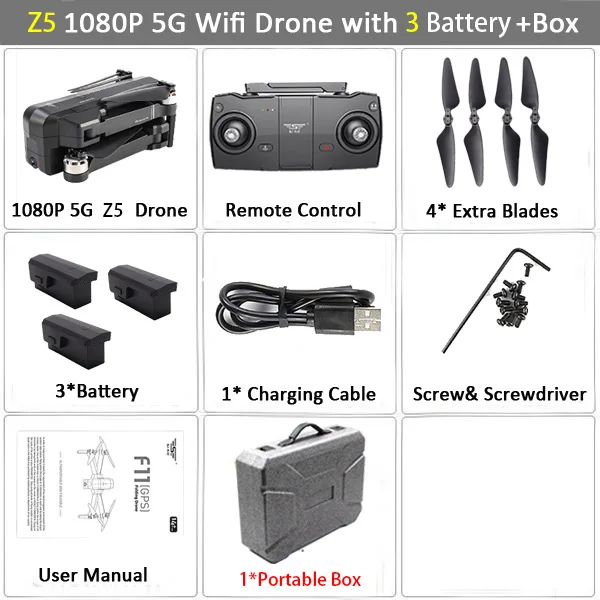 Z5 3B Case WiFi FPV RC Дрон 4K камера оптический поток 720P двойная камера RC Квадрокоптер складной селфи Дрон Visuo XS816 VS XS809S XS809HW SG106 - Цвет: Z5 3B Case