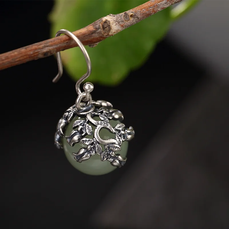 Natural Hetian Jade White Round Pearl Inlay To Restore Ancient Ways Ms High-grade Pendant Earrings Wholesale | Украшения и