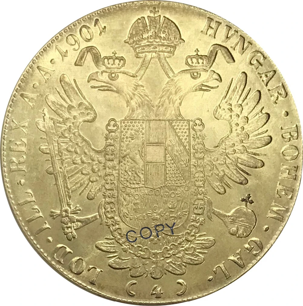 1901 Австрия Габсбург 4 Ducats Франц Джозеф I Золотая монета латунная Коллекционная