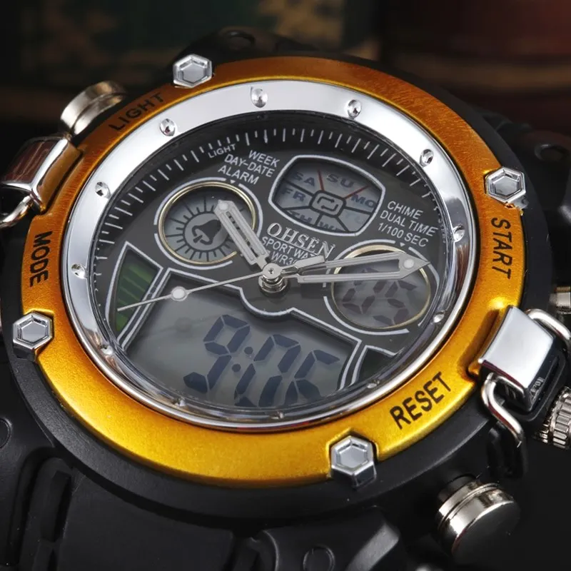 Часы наручные OHSEN Мужские Водонепроницаемые военные спортивные с хронографом и