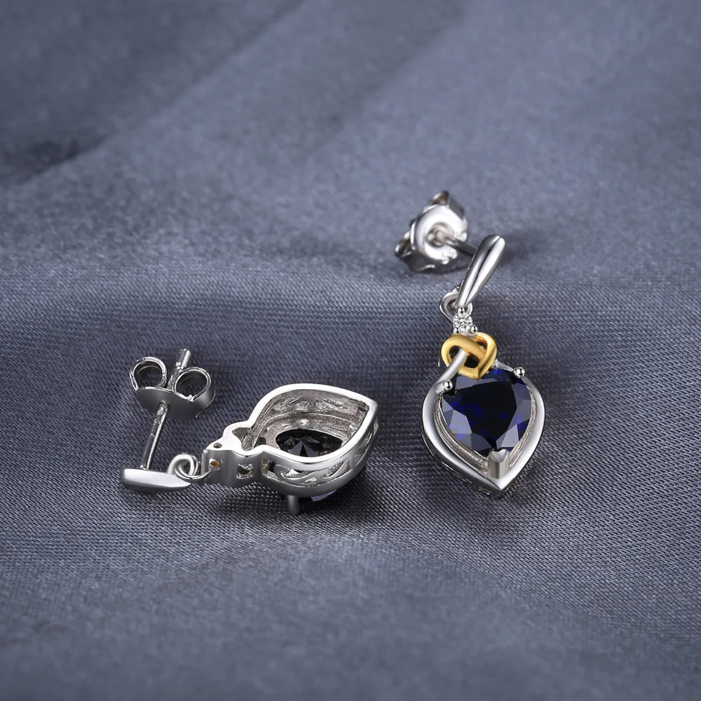 JewelryPalace Love Heart 3.4ct Heart-Shaped Created Sapphires Drop Earrings 925 Sterling Silver Fashion Jewelry Romantic Gifts | Украшения