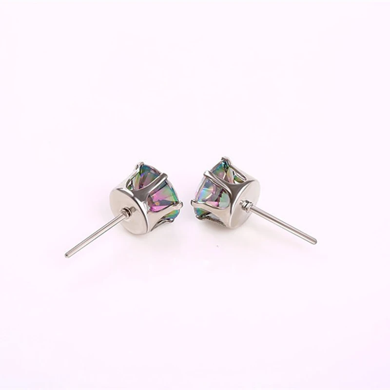 Женские серьги гвоздики с фианитом 8/10 мм|stud earrings|zircon stud earringsstud earrings for women |