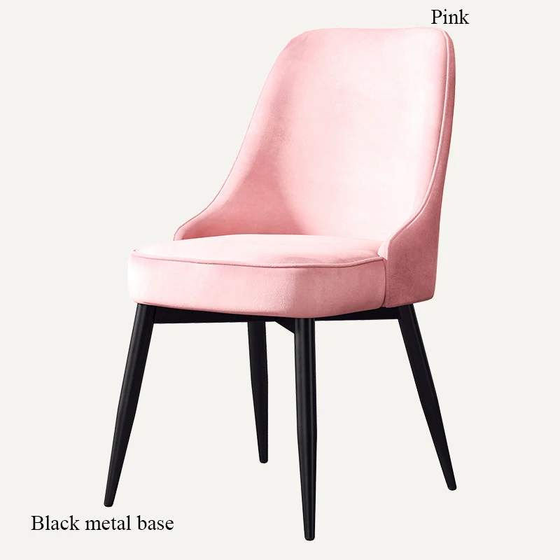 Black base Pink Минималистичный современный стул с высоким отскоком, мебель, стул для ресторана, современный полиуретановый китайский железный стул, деревянный кухонный обеденный стул - Цвет: Black base Pink