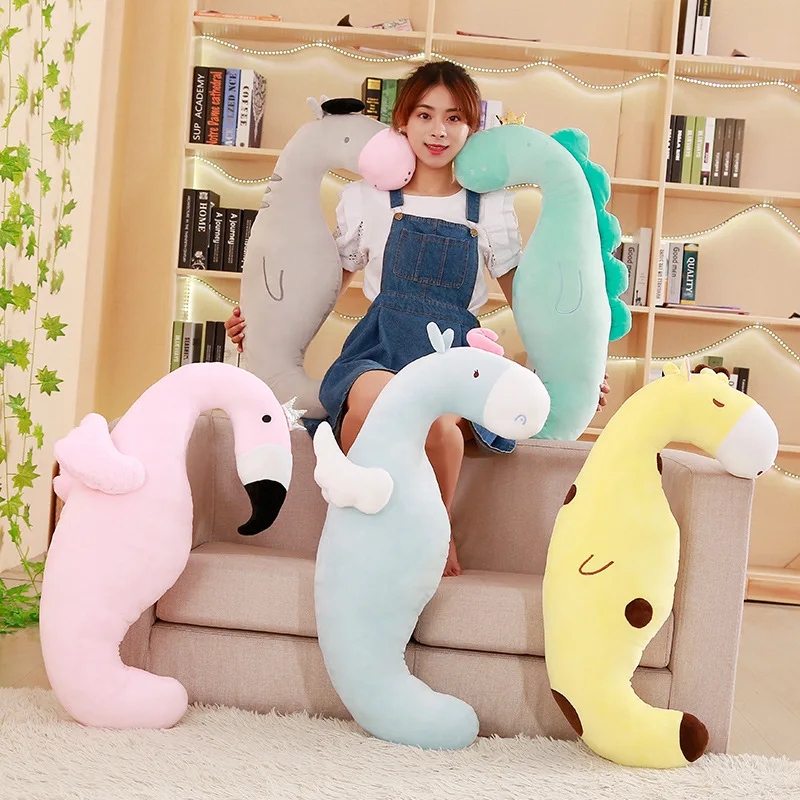 

85/100cm Creative Sleeping Pillow Cartoon Plush Pillow Dinosaur Unicorn Soft Animal Stuffed Back Support Cushion Flamingo Dolls