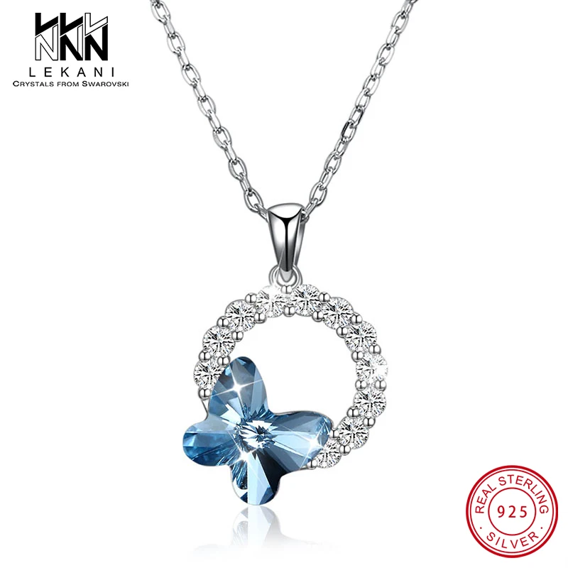 Роскошный круг с кристаллом бабочки от Swarovski ожерелье для женщин Элегантные