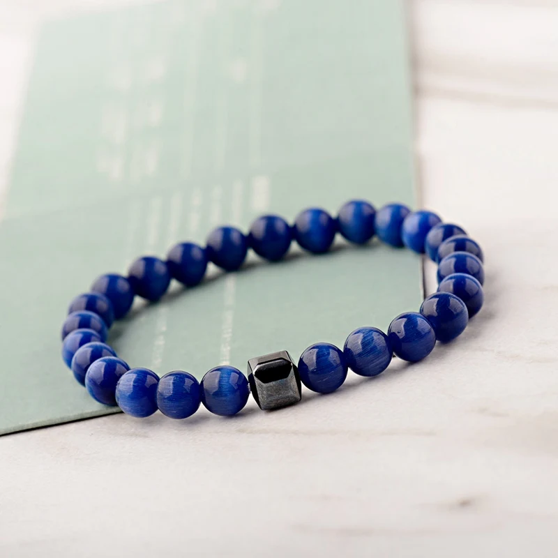 OIQUEI 2020 Natural Matte Stone Charm Bracelet Men Metal Geometric Beads Elastic Bracelets&ampBangles Jewelry pulseras mujer hombre |